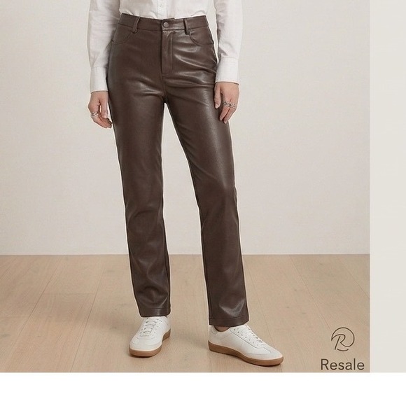 Boston Proper Pants - Boston Proper Brown Faux Leather Studded Side Pants Western Boho Size 8